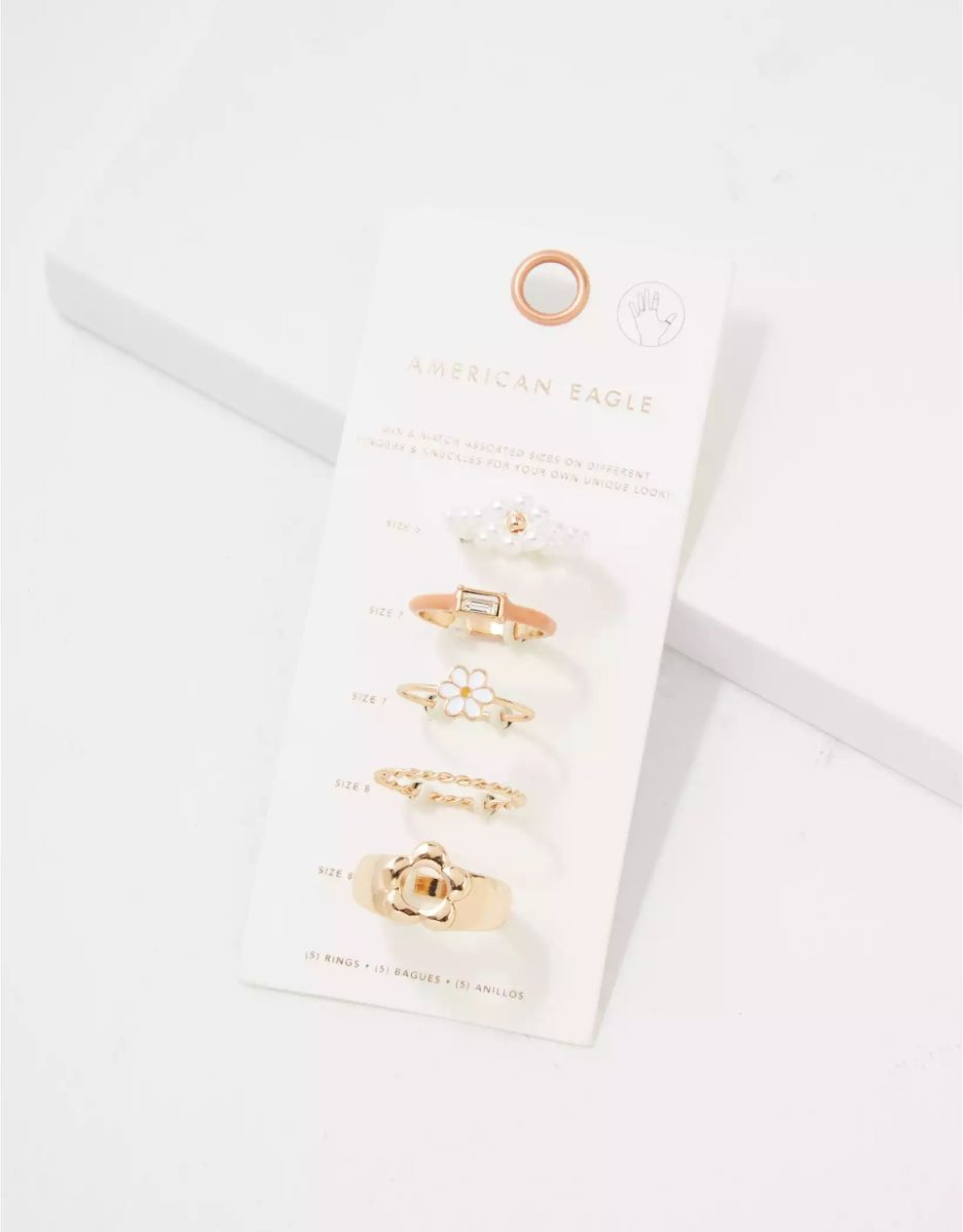 Bijoux American Eagle AEO Daisy Orange Pearl Ring 5-Pack Multicolore Femme | TQW-12907932